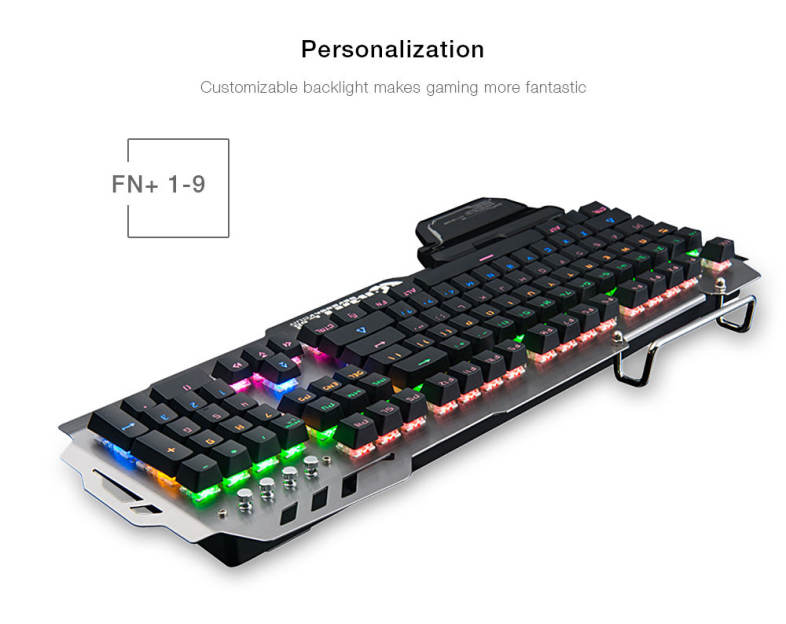 7pin PK - 900 Mechanical Keyboard for Gamers with RGB Backlight 104 Keys