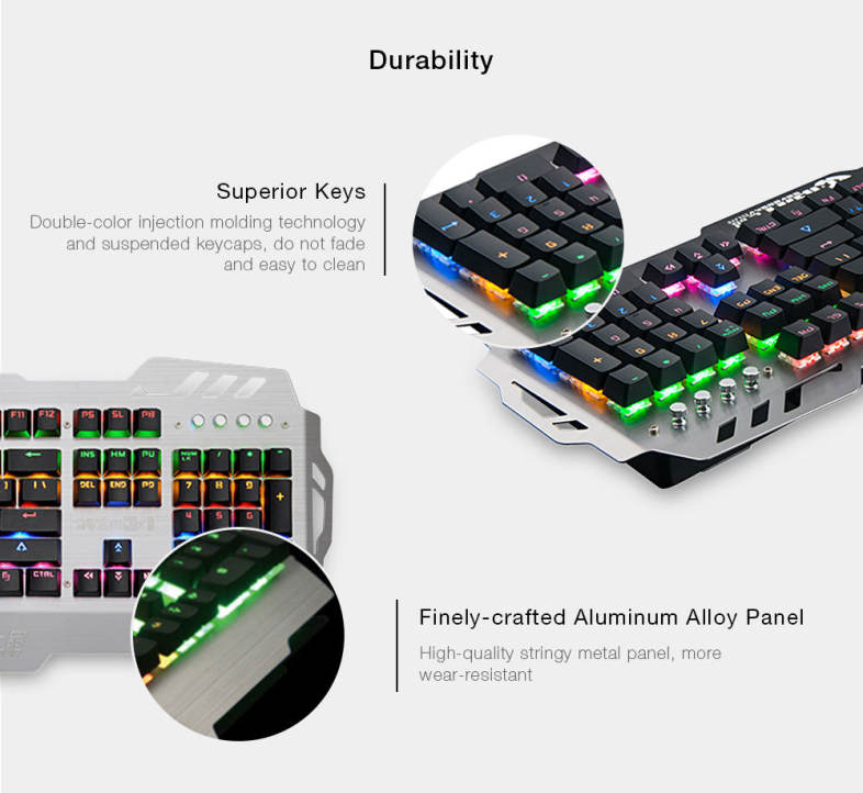 7pin PK - 900 Mechanical Keyboard for Gamers with RGB Backlight 104 Keys