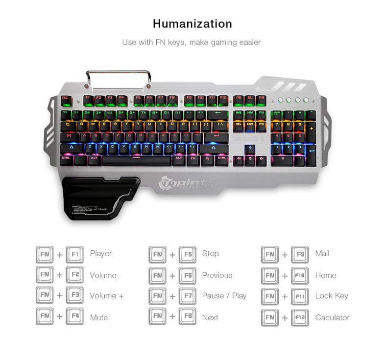 7pin PK - 900 Mechanical Keyboard for Gamers with RGB Backlight 104 Keys