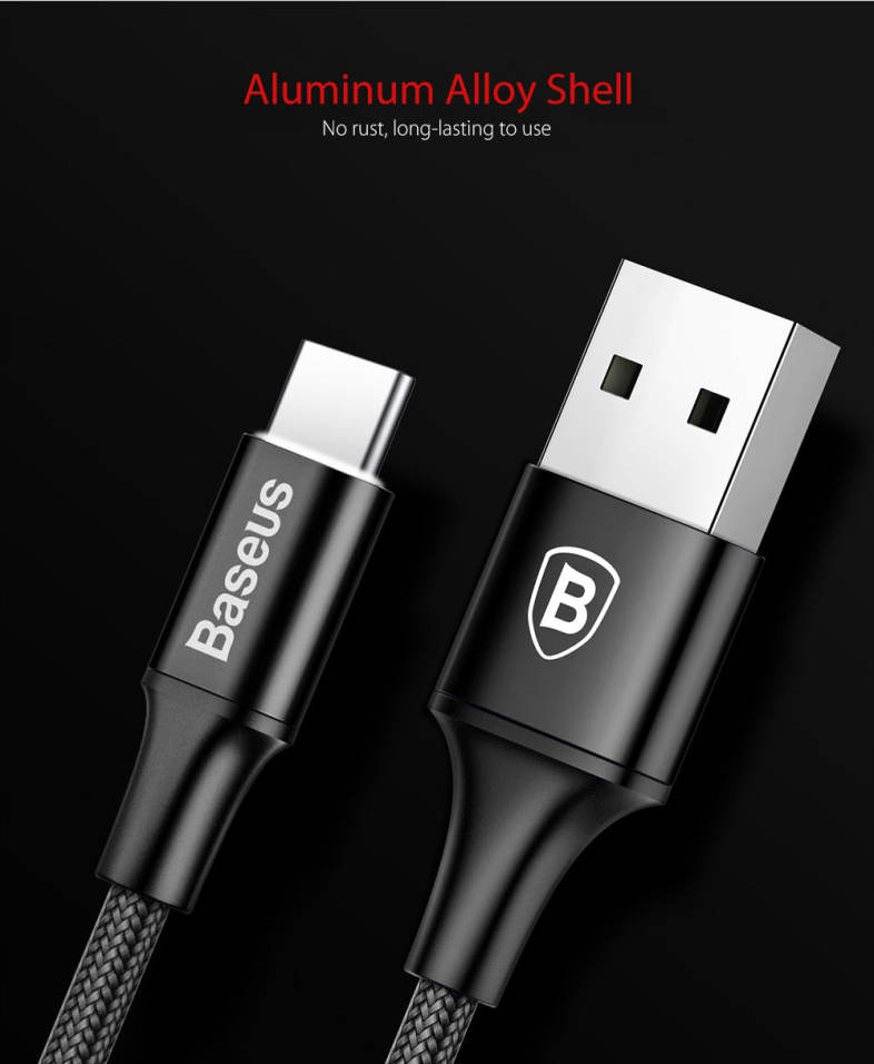 Baseus Rapid Series Type-C Cable 2A Fast Charging Data Transmission Cord with Indicator Light 25CM