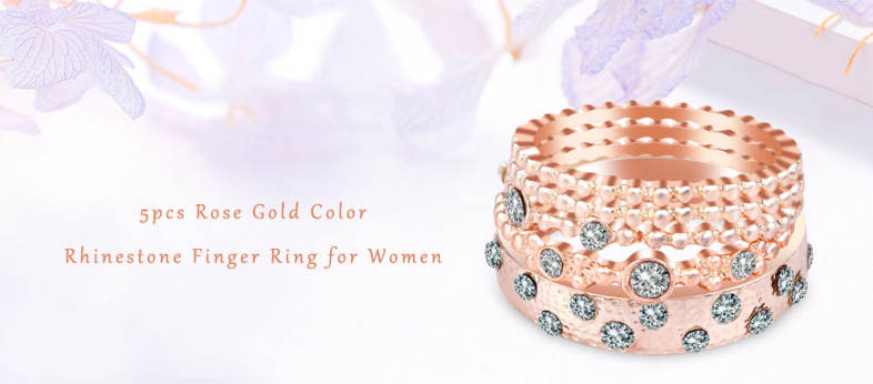 5pcs Rhinestone Design Finger Ring