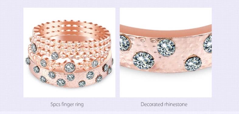 5pcs Rhinestone Design Finger Ring