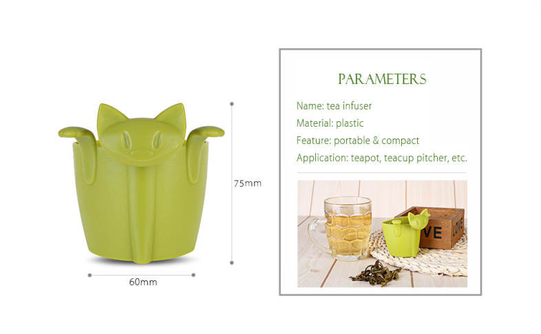 Cat Shape Tea Infuser Plastic Strainer Hole Filter