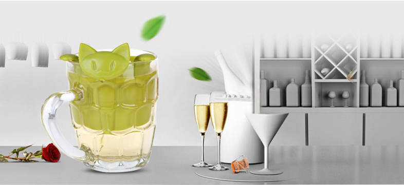 Cat Shape Tea Infuser Plastic Strainer Hole Filter