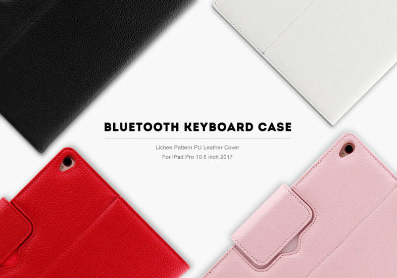 Detachable Wireless Bluetooth 3.0 Keyboard Lichee Pattern PU Leather Case Cover for iPad Pro 10.5 inch 2017