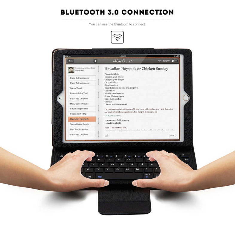 Detachable Wireless Bluetooth 3.0 Keyboard Lichee Pattern PU Leather Case Cover for iPad Pro 10.5 inch 2017