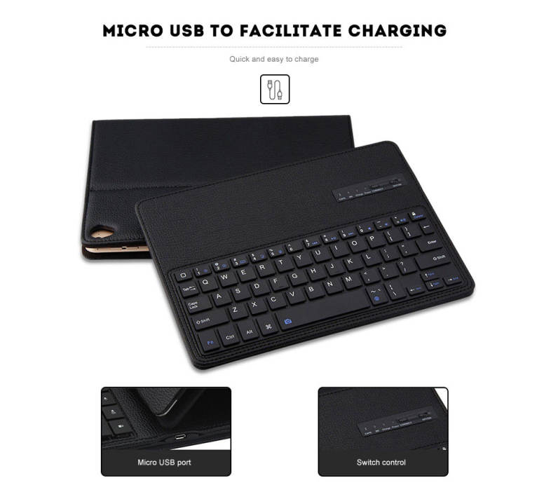 Detachable Wireless Bluetooth 3.0 Keyboard Lichee Pattern PU Leather Case Cover for iPad Pro 10.5 inch 2017