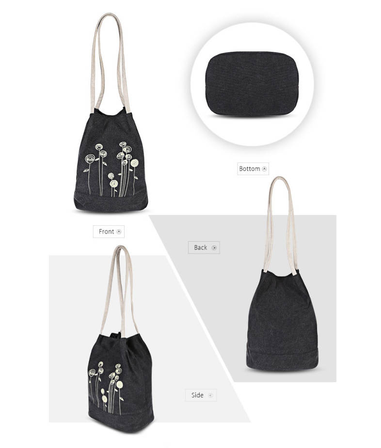 Guapabien Flower Print Canvas Handbag Shoulder Bag