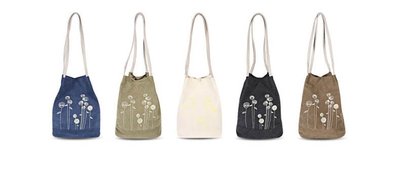 Guapabien Flower Print Canvas Handbag Shoulder Bag
