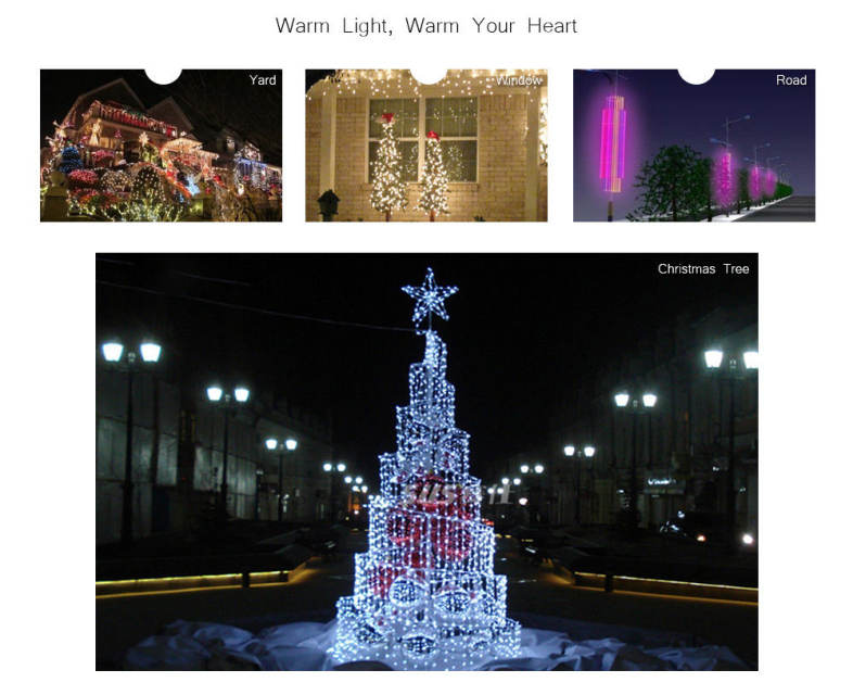 Solar Powered Waterproof Clip Shape String Lamp Home Yard Party Christmas Decoration