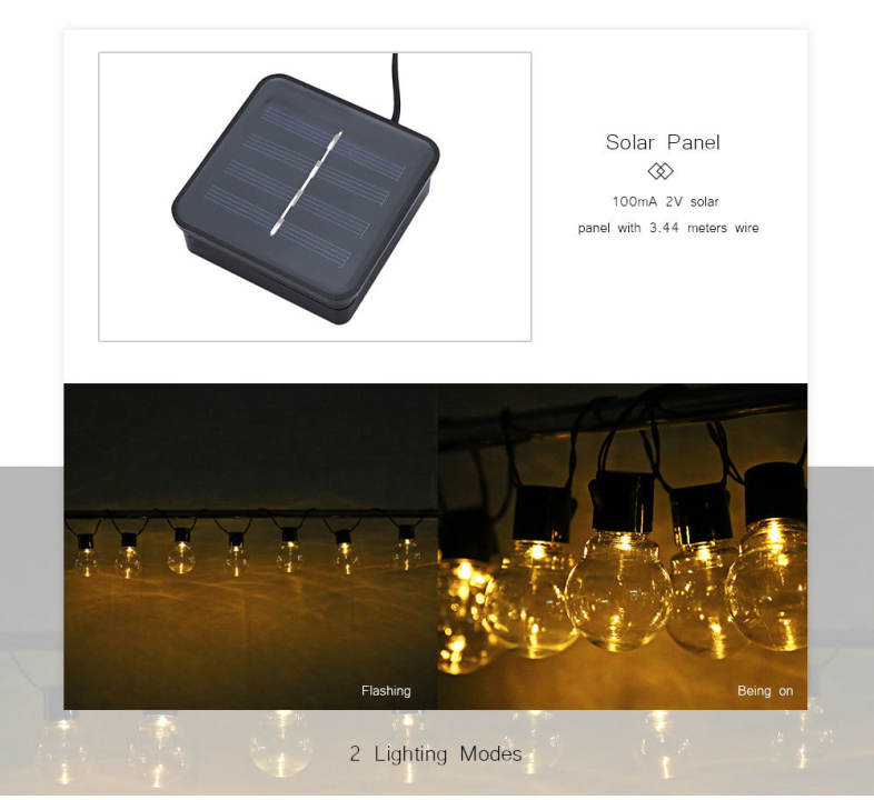 Solar Powered String Lamp 10 LEDs Transparent Ball Outdoor Light Home Yard Party Christmas Decoration