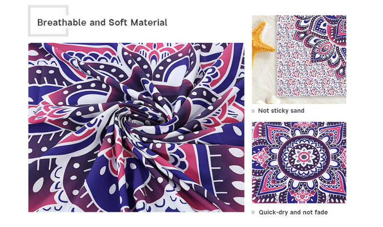 148 x 148cm Lotus Pattern Beach Towel Wall Tapestry Home Decor