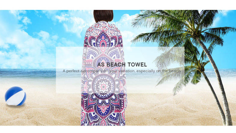 148 x 148cm Lotus Pattern Beach Towel Wall Tapestry Home Decor