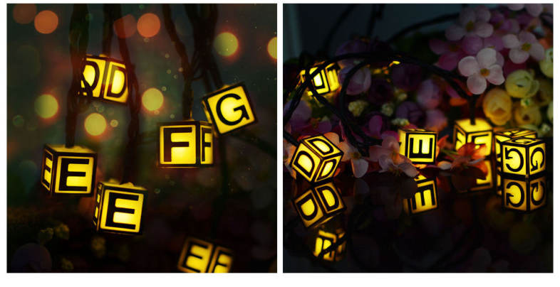 Solar Powered Waterproof Letter String Lamp Home Yard Christmas Decoration