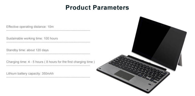 Wireless Bluetooth 3.0 Keyboard Detachable Removable PU Leather Case Cover for Microsoft Surface Pro 3 / 4 / 5