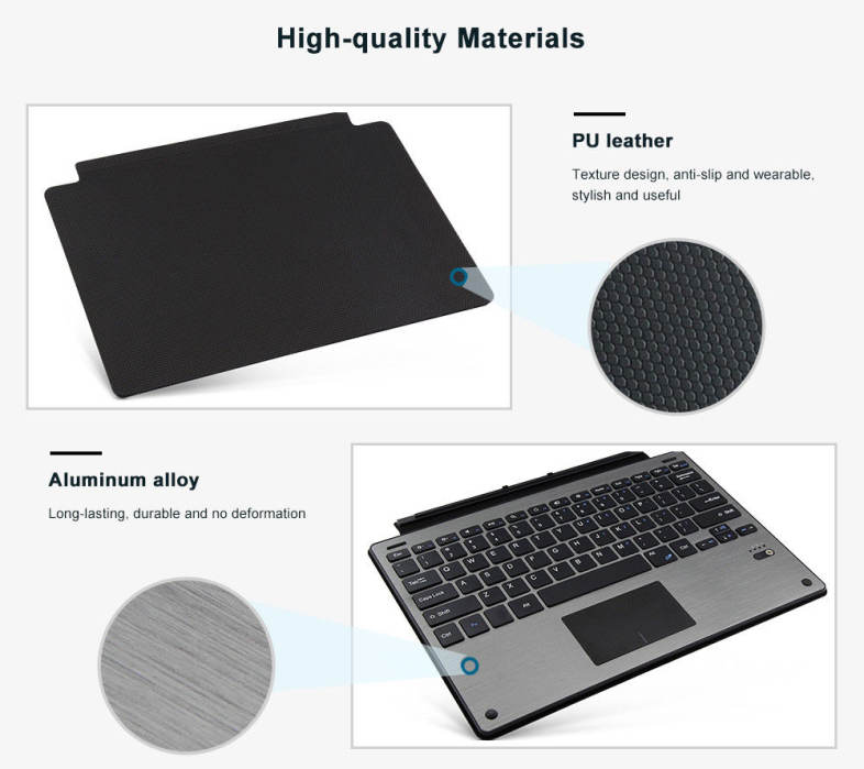 Wireless Bluetooth 3.0 Keyboard Detachable Removable PU Leather Case Cover for Microsoft Surface Pro 3 / 4 / 5