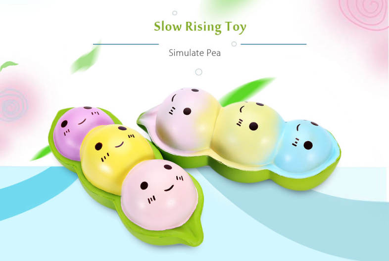 SquishyFun PU Sponge Slow Rising Simulate Cute Pea Bread Toy Decoration Squeeze Stress Reliever