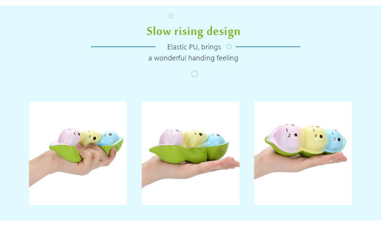 SquishyFun PU Sponge Slow Rising Simulate Cute Pea Bread Toy Decoration Squeeze Stress Reliever