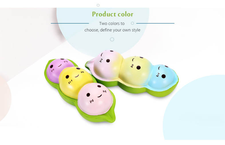 SquishyFun PU Sponge Slow Rising Simulate Cute Pea Bread Toy Decoration Squeeze Stress Reliever