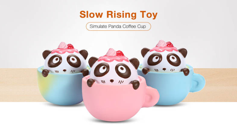 SquishyFun PU Sponge Slow Rising Simulate Cute Panda Coffee Cup Decoration Squeeze Toy Stress Reliever