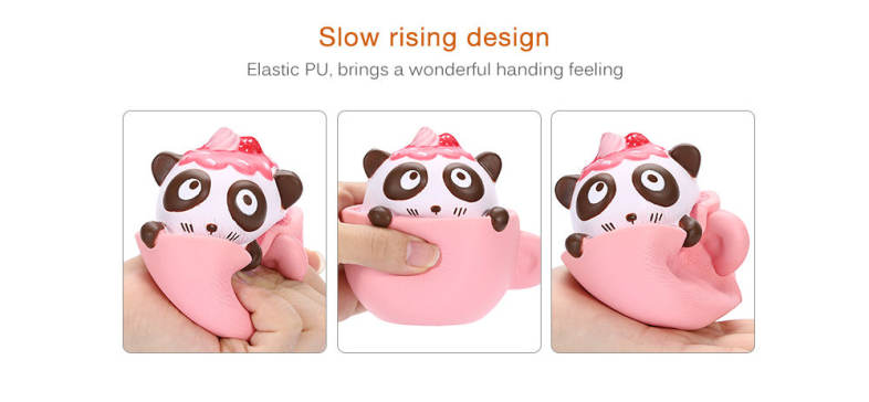 SquishyFun PU Sponge Slow Rising Simulate Cute Panda Coffee Cup Decoration Squeeze Toy Stress Reliever