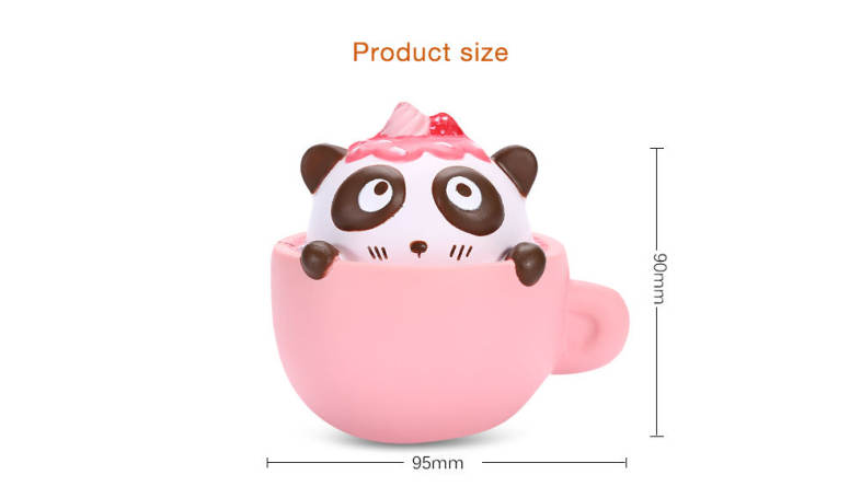 SquishyFun PU Sponge Slow Rising Simulate Cute Panda Coffee Cup Decoration Squeeze Toy Stress Reliever