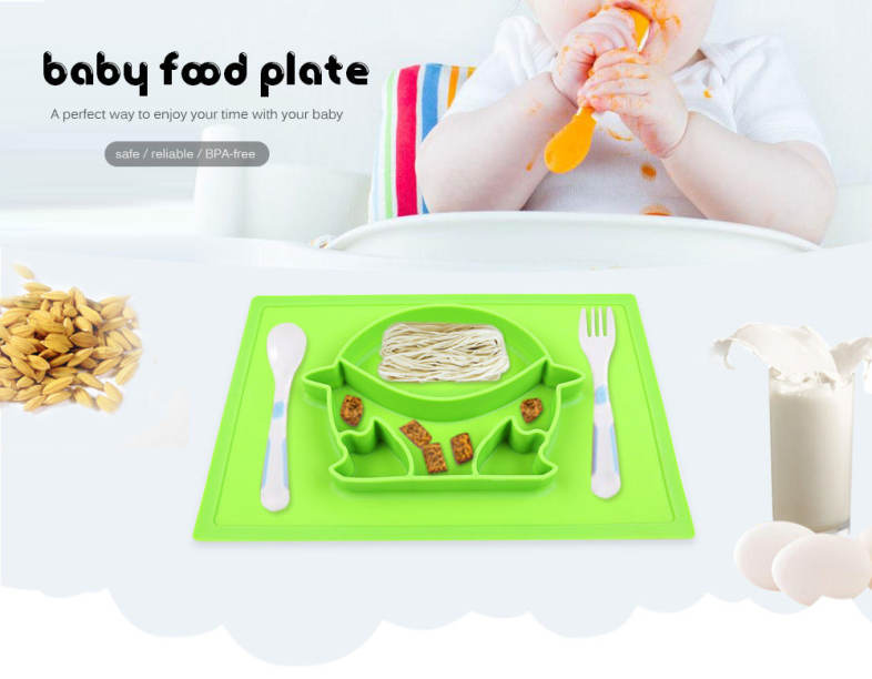 Silicone Toddler Baby Kids Food Placemat Plate Dish Bowl