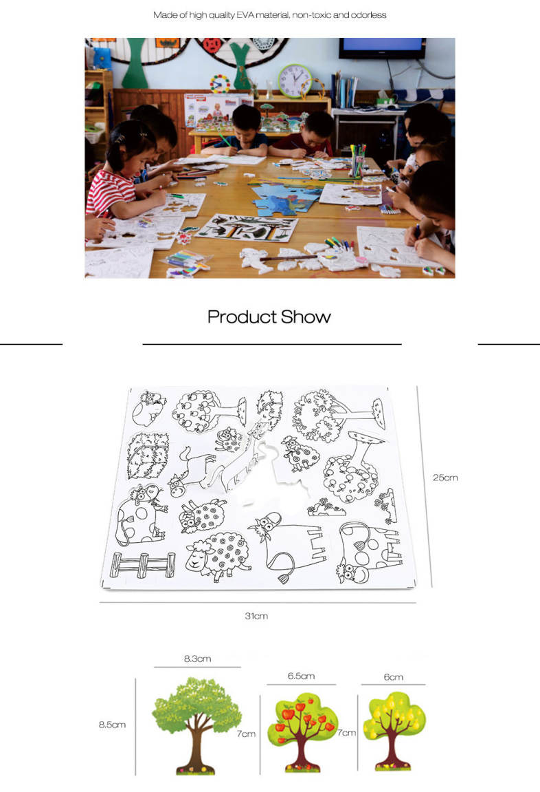 3D Drawing Puzzle Farm Building Blocks Toy