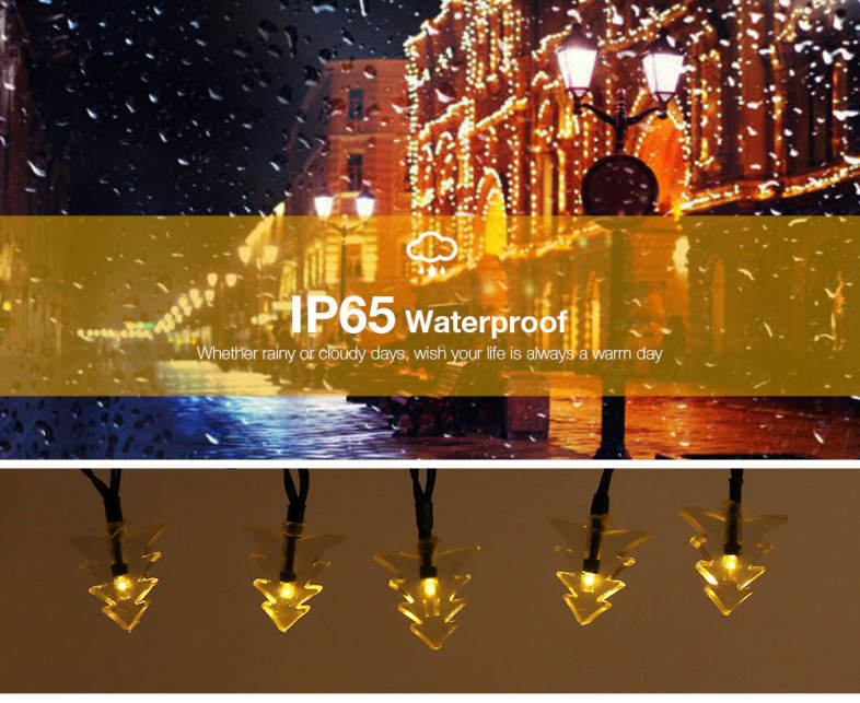 Solar Powered Waterproof 20 LEDs Xmas Tree String Lamp Home Yard Holiday Party Christmas Decoration