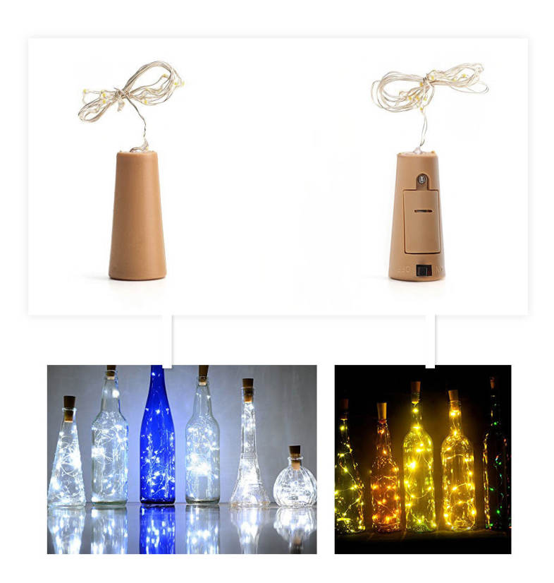 20 LEDs Cork Shape Wine Bottle Copper Wire Light String Decoration Lamp