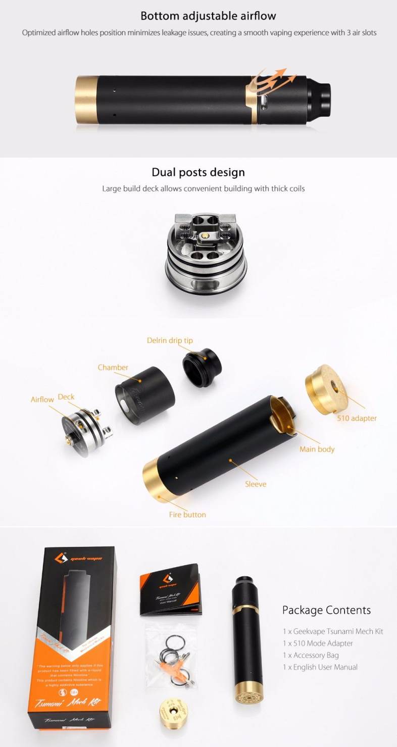 Original Geekvape Tsunami Mech Kit With Dual Posts Rda