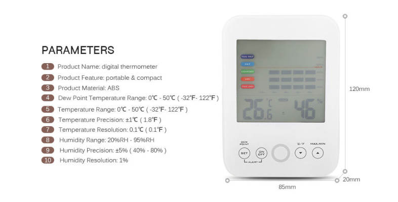 Digital Thermometer Indoor Mold Reminder Temperature and Humidity Hygrometer