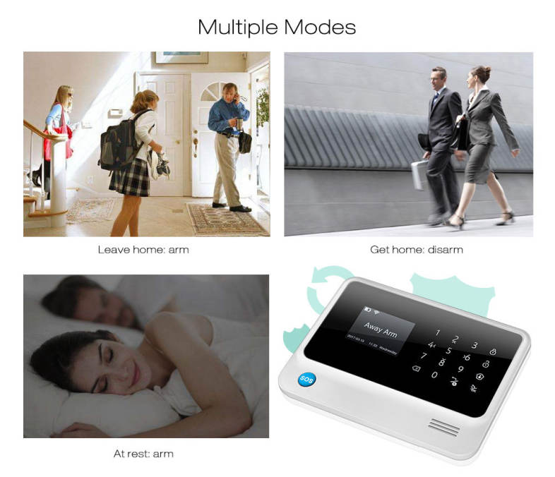 GS - G90B Plus GSM WiFi / GPRS / SMS 2.5 inch LED Touch Keypad Alarm System Home Security