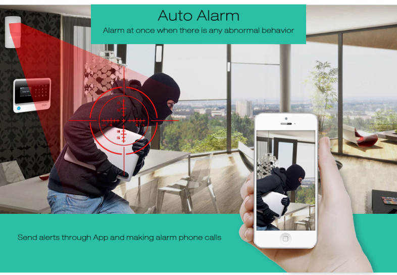 GS - G90B Plus GSM WiFi / GPRS / SMS 2.5 inch LED Touch Keypad Alarm System Home Security
