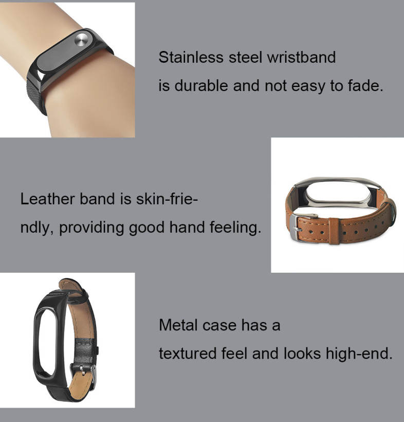 Leather Wristband for Xiaomi Mi Band 2