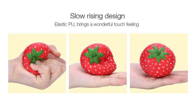 SquishyFun PU Sponge Slow Rising Simulate Strawberry Toy Fragrant Pendant Decoration Squeeze Stress Reliever