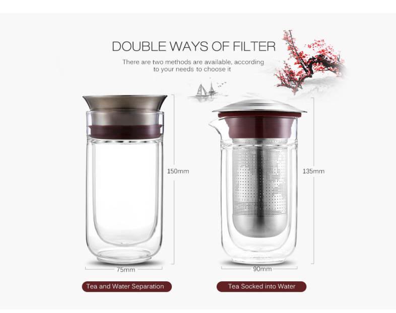 Creative Travel Tea Filter Glass Bottle Set with Portable Bag