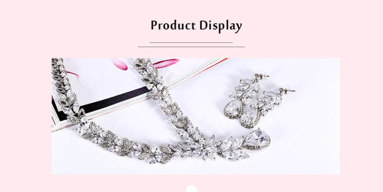 Trendy Drop-shaped Rhinestone Necklace Earrings Women Jewelry Set