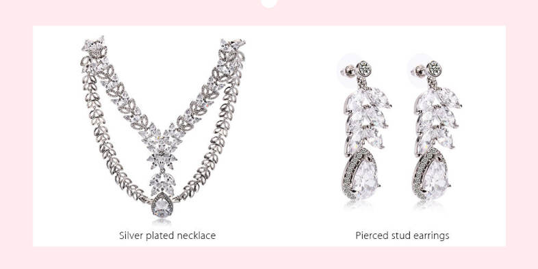 Trendy Drop-shaped Rhinestone Necklace Earrings Women Jewelry Set