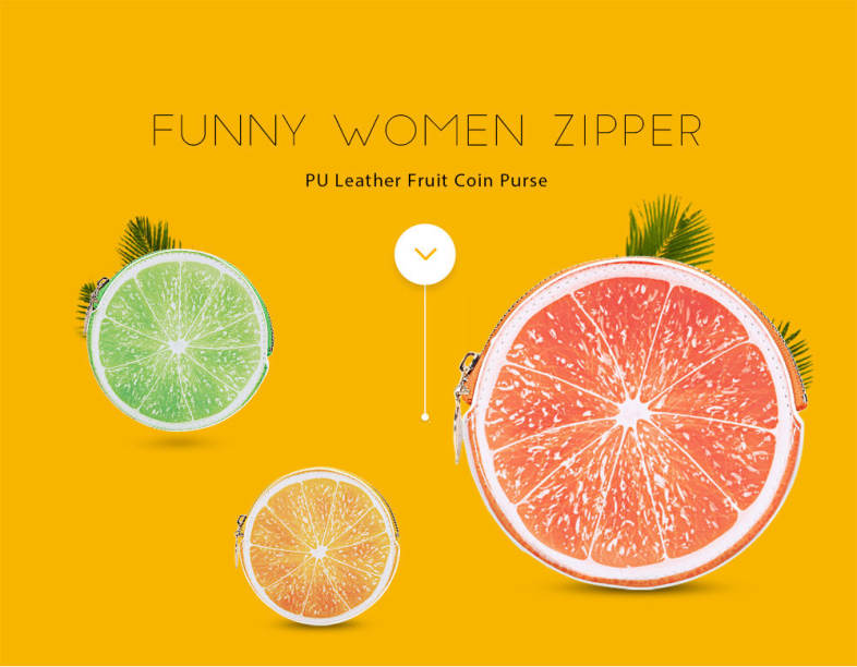 Guapabien Funny Women Zipper PU Leather Fruit Coin Purse Mini Wallet