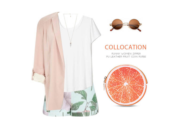 Guapabien Funny Women Zipper PU Leather Fruit Coin Purse Mini Wallet