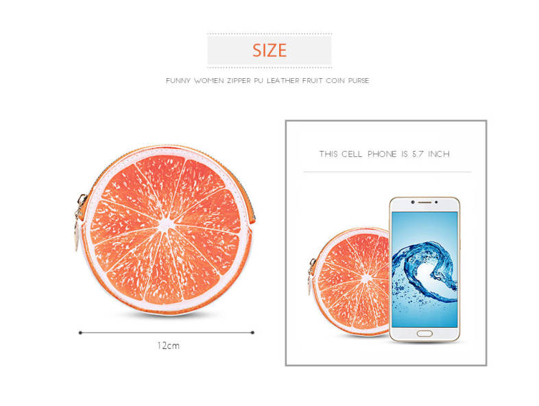 Guapabien Funny Women Zipper PU Leather Fruit Coin Purse Mini Wallet