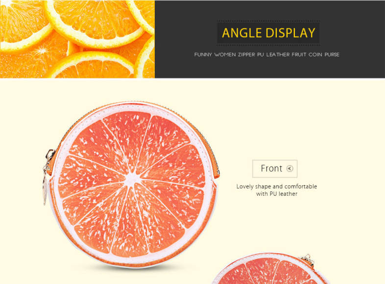 Guapabien Funny Women Zipper PU Leather Fruit Coin Purse Mini Wallet
