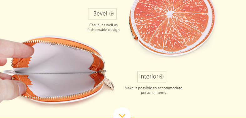 Guapabien Funny Women Zipper PU Leather Fruit Coin Purse Mini Wallet