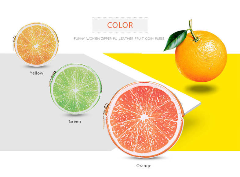 Guapabien Funny Women Zipper PU Leather Fruit Coin Purse Mini Wallet