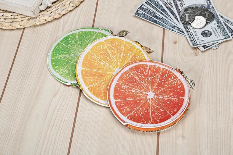 Guapabien Funny Women Zipper PU Leather Fruit Coin Purse Mini Wallet