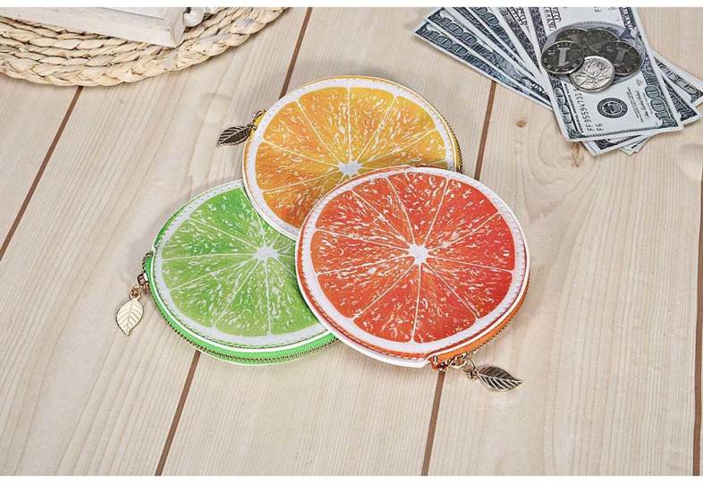 Guapabien Funny Women Zipper PU Leather Fruit Coin Purse Mini Wallet
