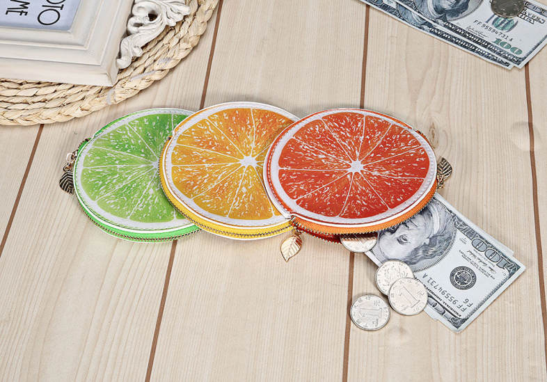 Guapabien Funny Women Zipper PU Leather Fruit Coin Purse Mini Wallet