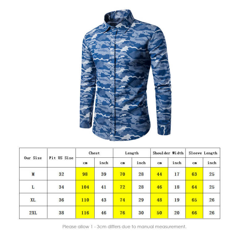 Turndown Collar Camouflage Denim Shirt