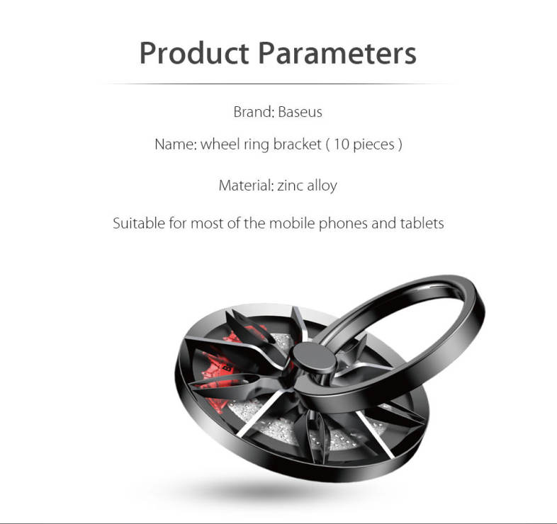 Baseus 10 Pieces Wheel Ring Bracket Phone Stand Finger Grip Holder Car Mount Buckle